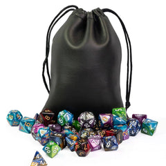 Poludie DND dice set on table, emphasizing readability during sessions.