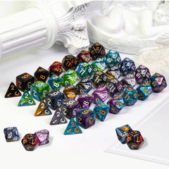 Poludie acrylic DND dice highlighting lightweight, durable design for travel.