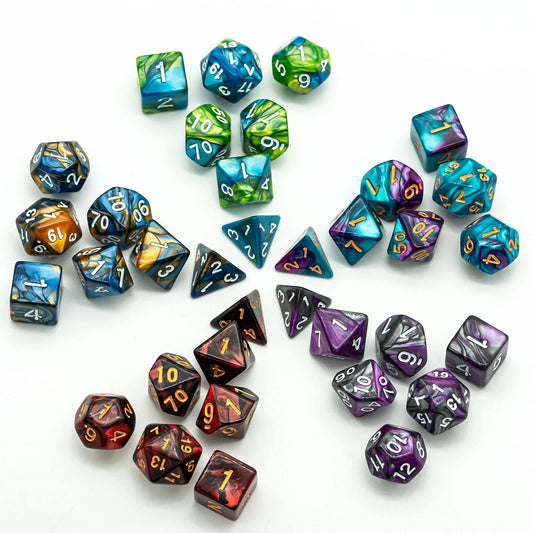 Poludie five-set DND dice kit with double-color sets for clear gameplay.