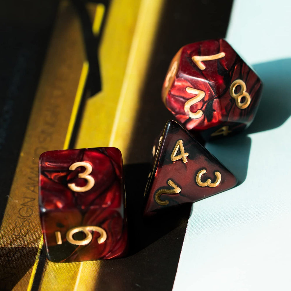 Poludie leather bag included with DND dice for organized storage.