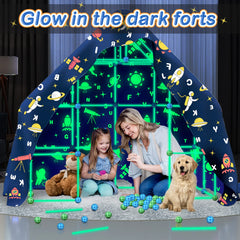 Pomasy glow blanket covers a fort for luminous indoor adventures.