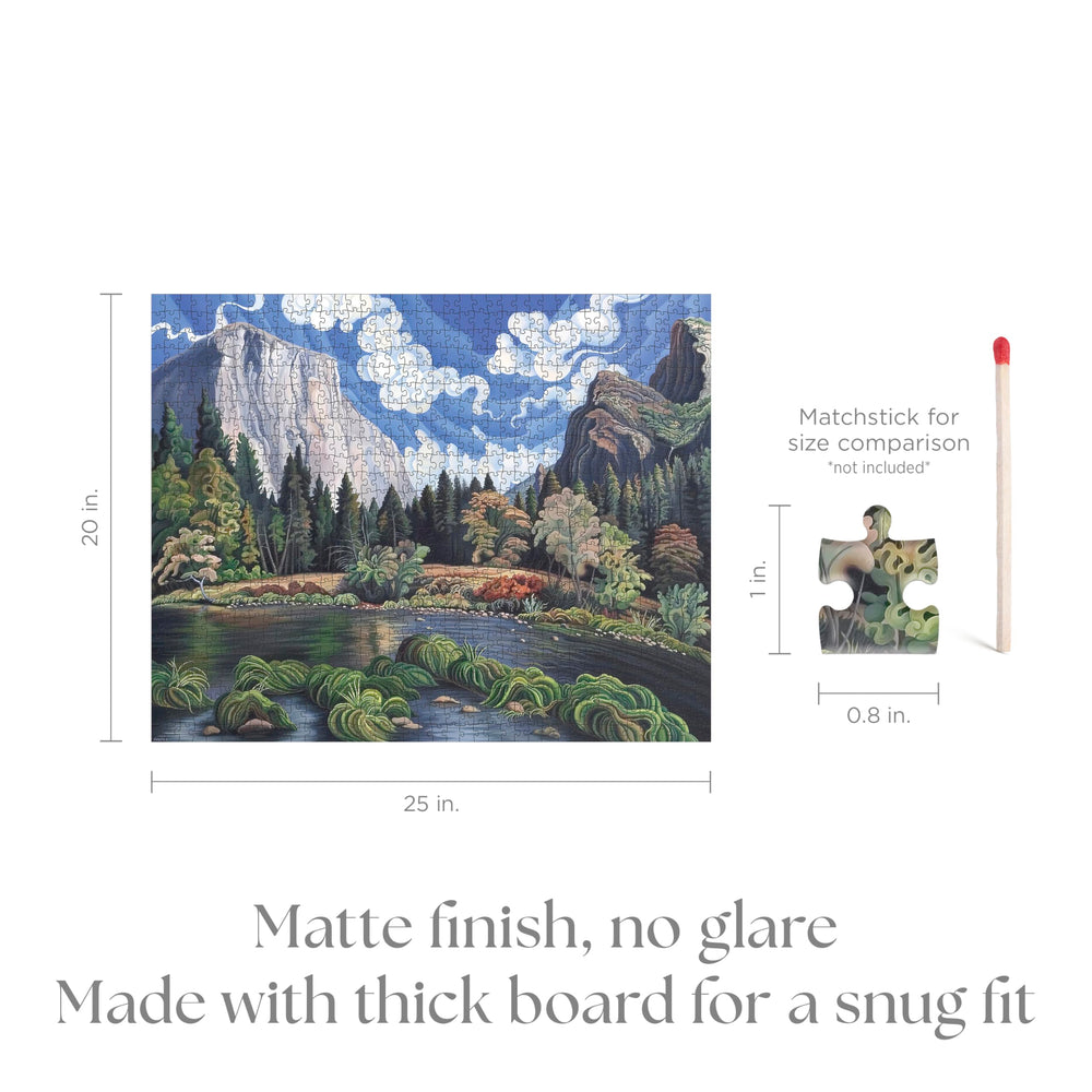 Pomegranate Autumn Yosemite assembled puzzle highlights snug fit and sharp details when completed.