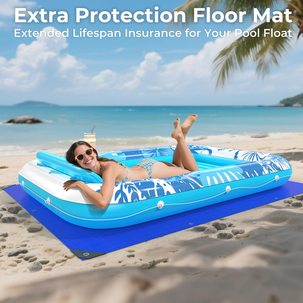POOLACC protection mat blue cushions against sharp objects while lounging