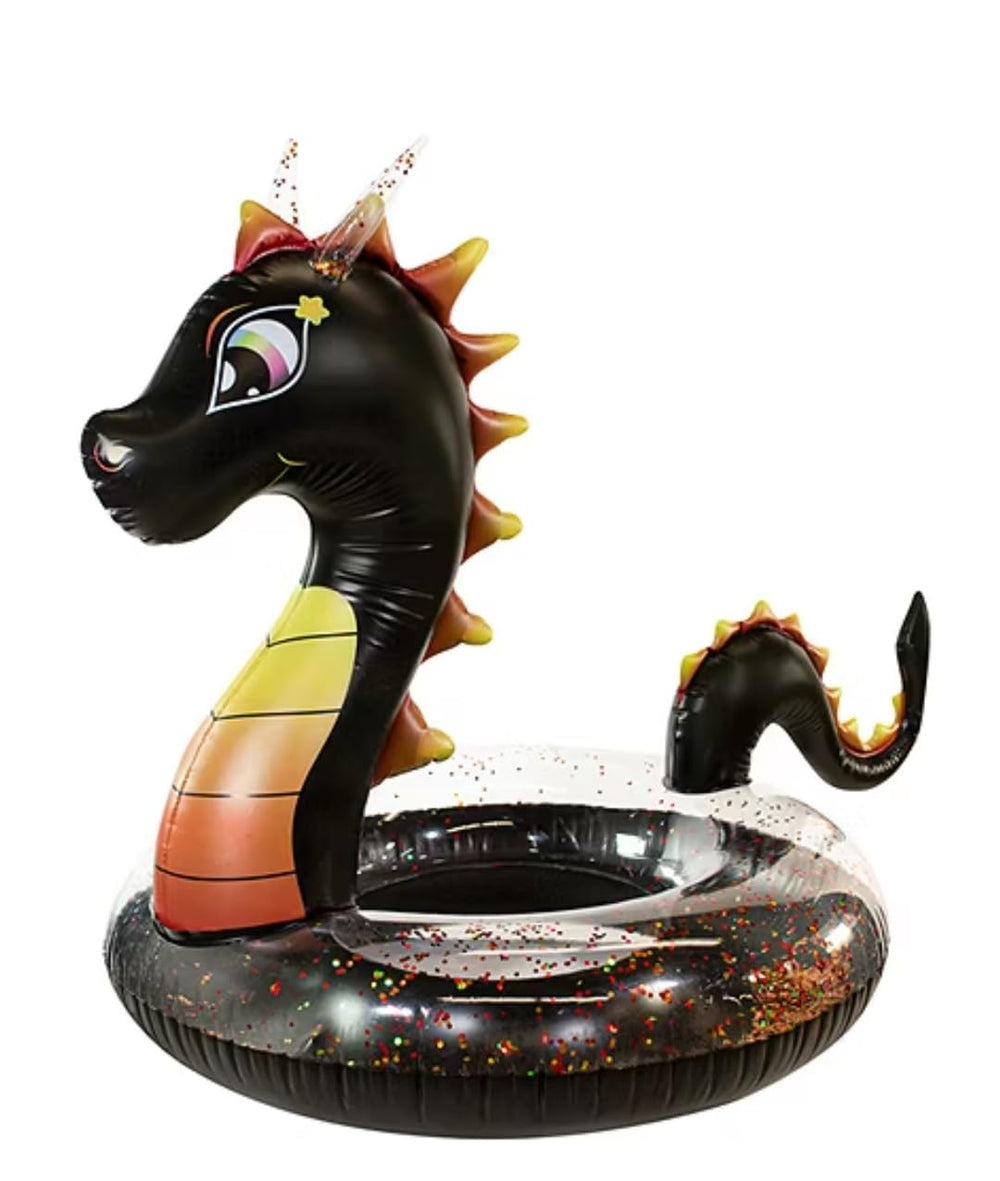 Poolcandy Glitter-detail dragon on 40in pool tube adds festive flair.