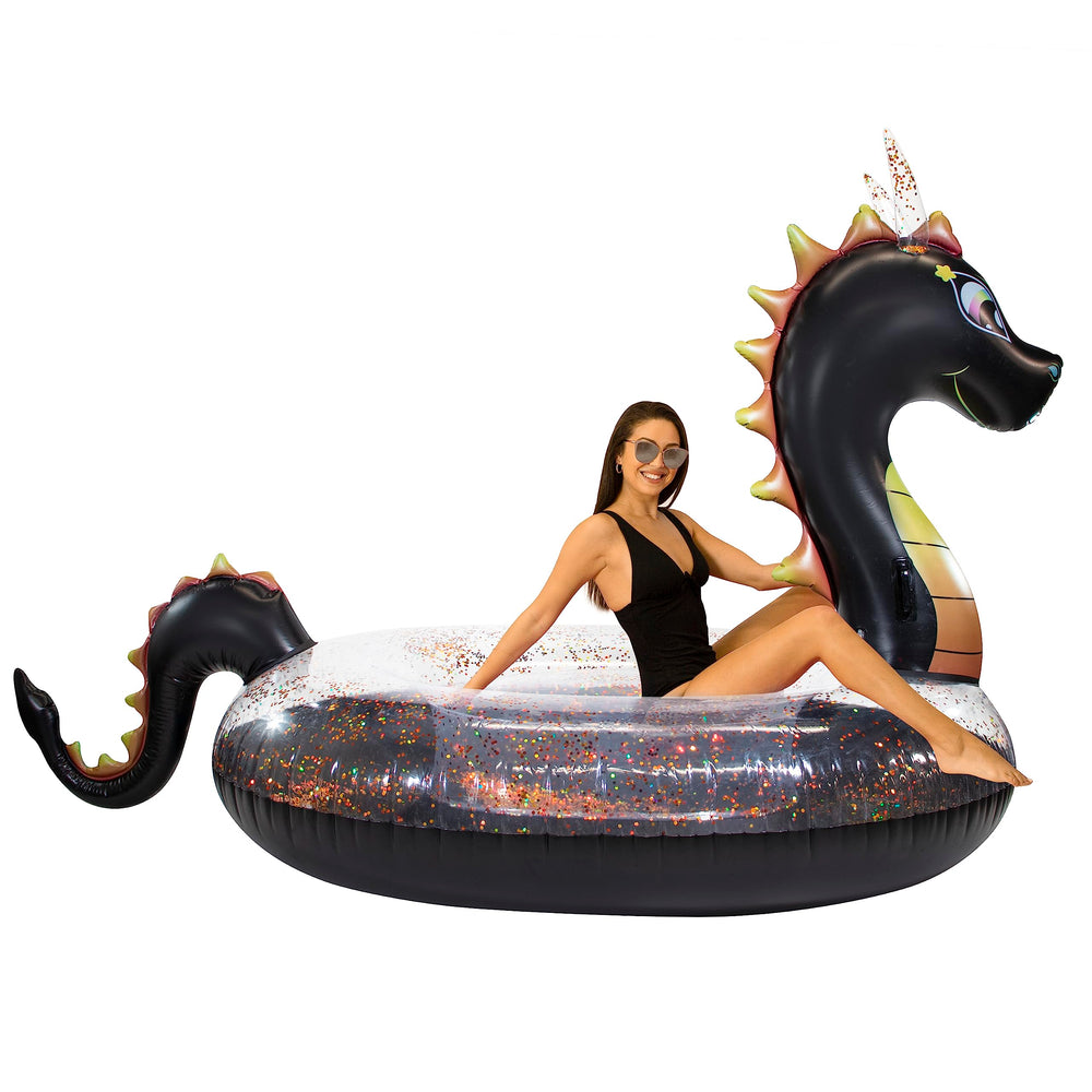 PoolCandy Sea Dragon giant raft floats on water for family fun.