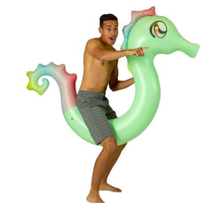 PoolCandy Seahorse Noodle is inflatable and durable for daily pool use.