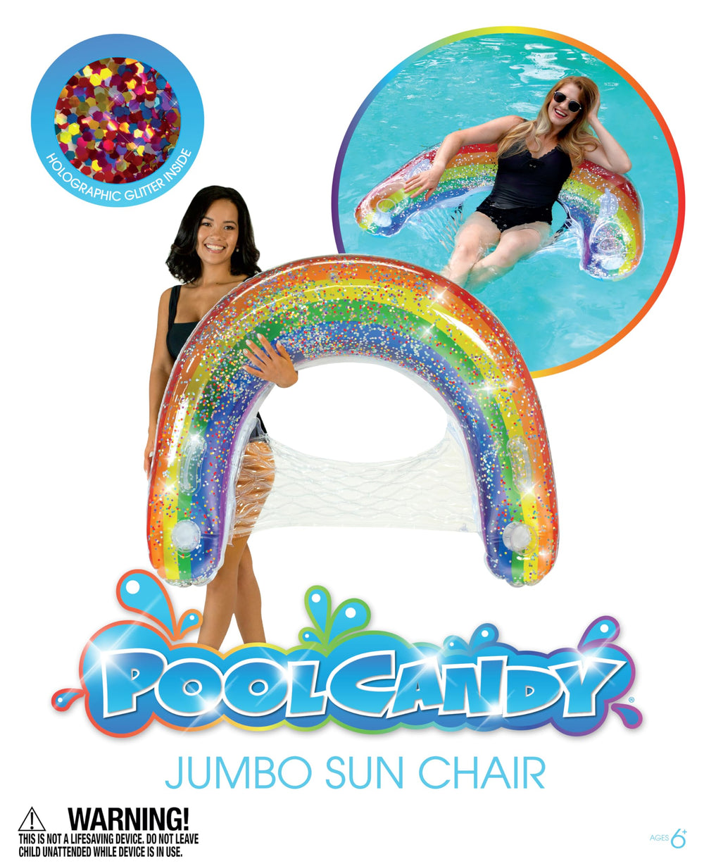 PoolCandy Sun Chair entry handles simplify getting into the pool in Rainbow Haze