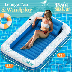 POOLSIDER tanning lounger shows detachable pillow for extra comfort