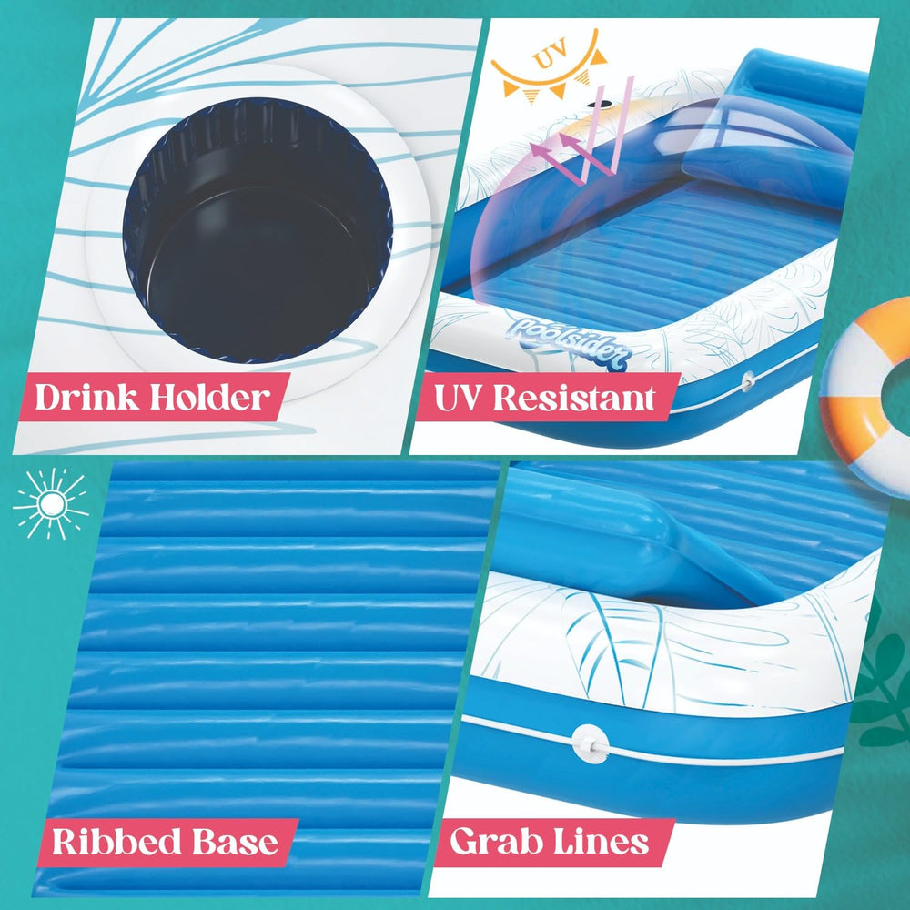 POOLSIDER inflatable float built with thick PVC for durable pool lounging