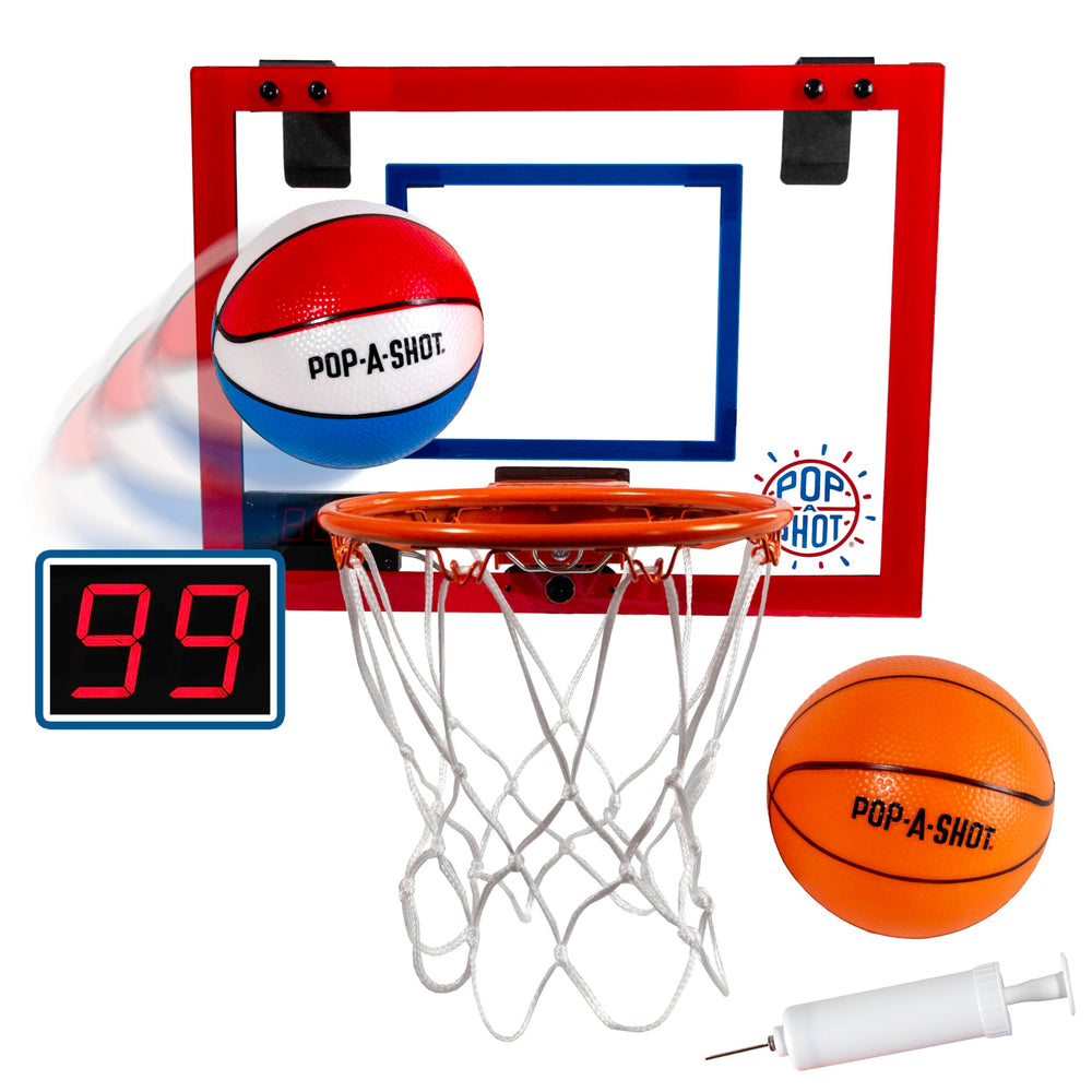 Pop-A-Shot Super Slam includes two balls and a pump for immediate play.