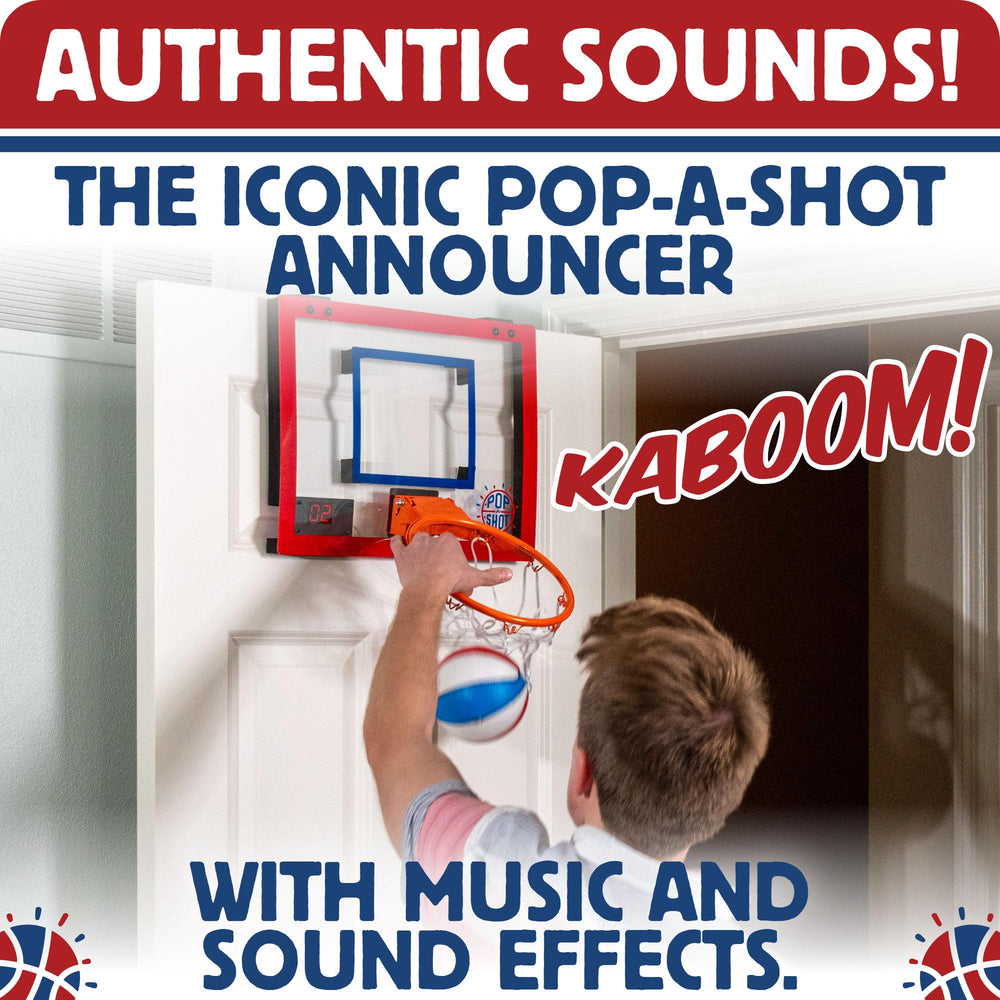 Pop-A-Shot Super Slam built-in announcer adds excitement during shots.