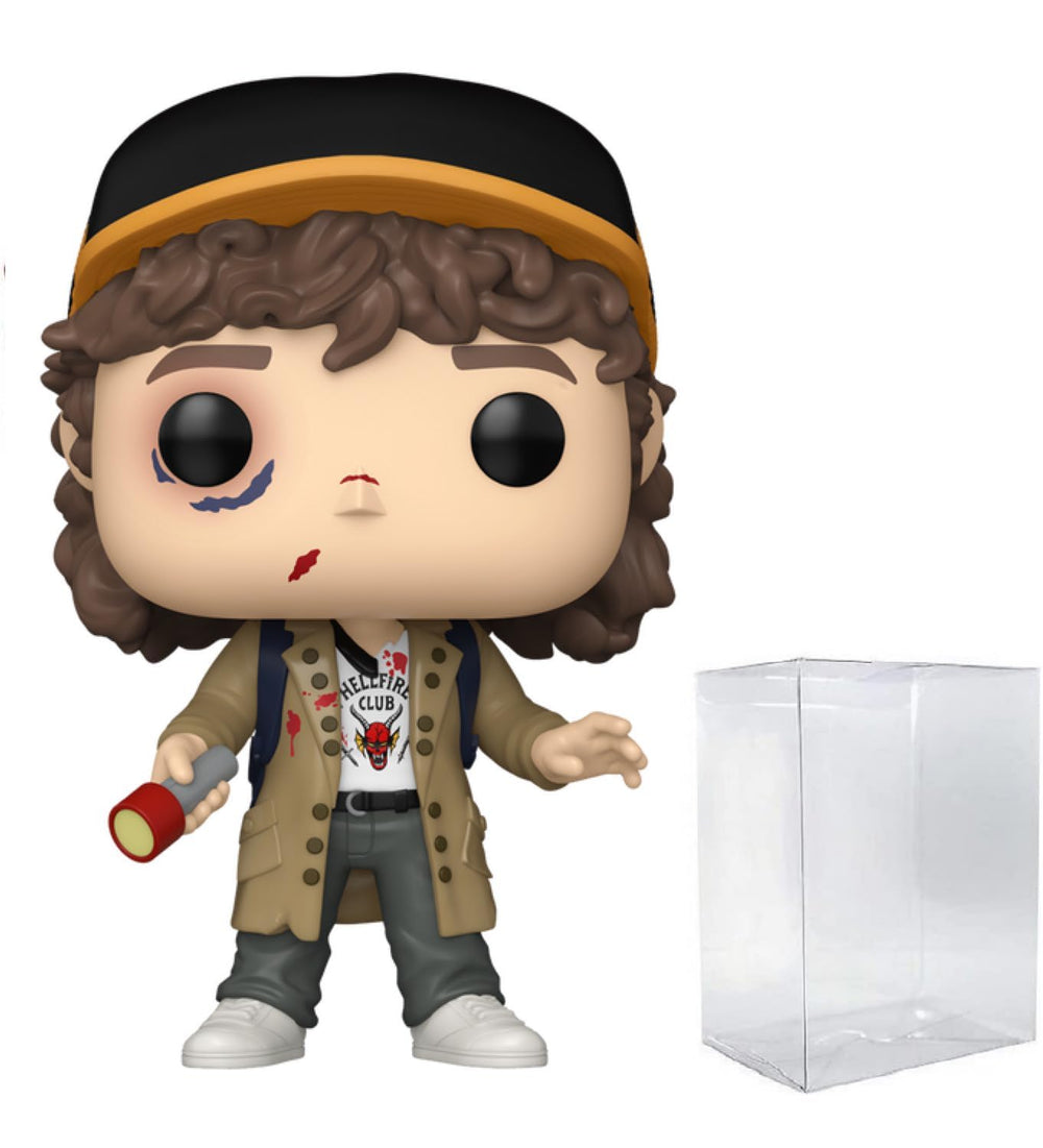 POP Dustin Henderson Battle Damaged Exclusive 1800 figure ready for display and collection.