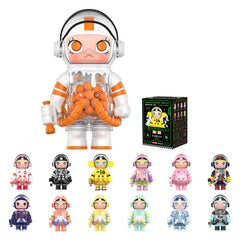 POP MART Mega Space Molly blind-box figure set, vibrant hand-painted collectibles for shelf display.