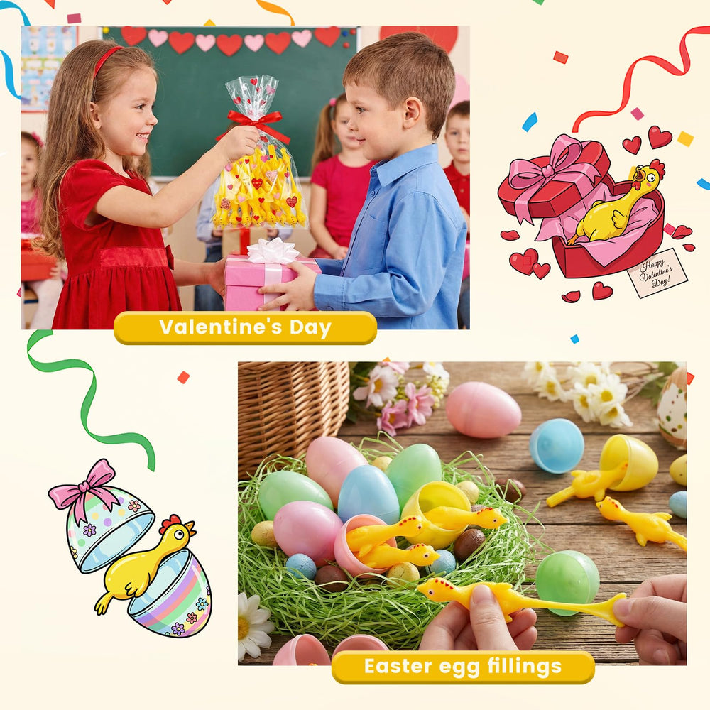 POPLAY classroom rewards scene with colorful slingshot chickens ready for prizes