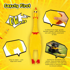 POPLAY squeaky chicken dog toy—soft PVC and easy to clean