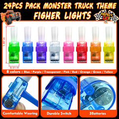 POPOOO monster truck finger light with checkered flag design for glow-in-the-dark play