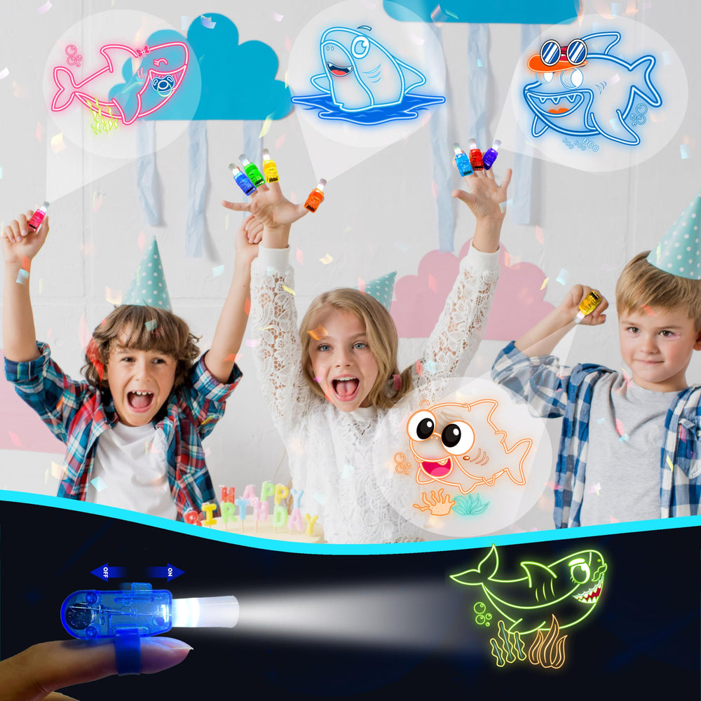 POPOOO shark family silhouettes – sea-themed visuals enhance under-the-sea party vibes