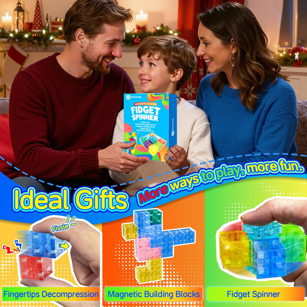 PopPlaying infinity cube transform highlights tactile sequencing and mindful play.