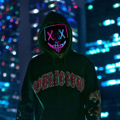 Poptrend LED light-up mask ideal for discos and clubs with three lighting modes.