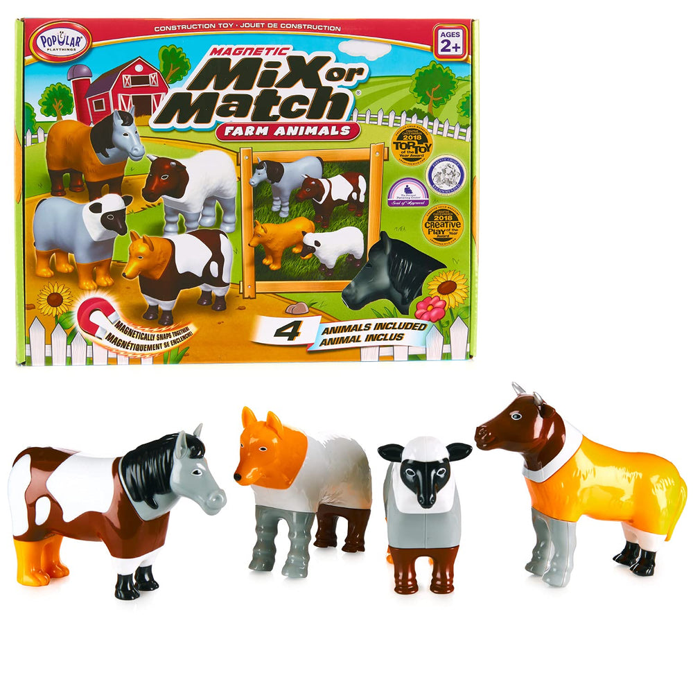 Popular Playthings Magnetic Animals cow piece for creative farm play and color matching.