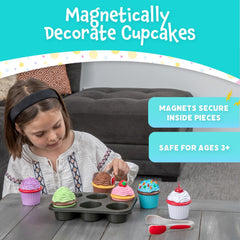 Popular Playthings Magnetic Bake Cupcakes colorful cups highlight creative pretend baking and role-play.