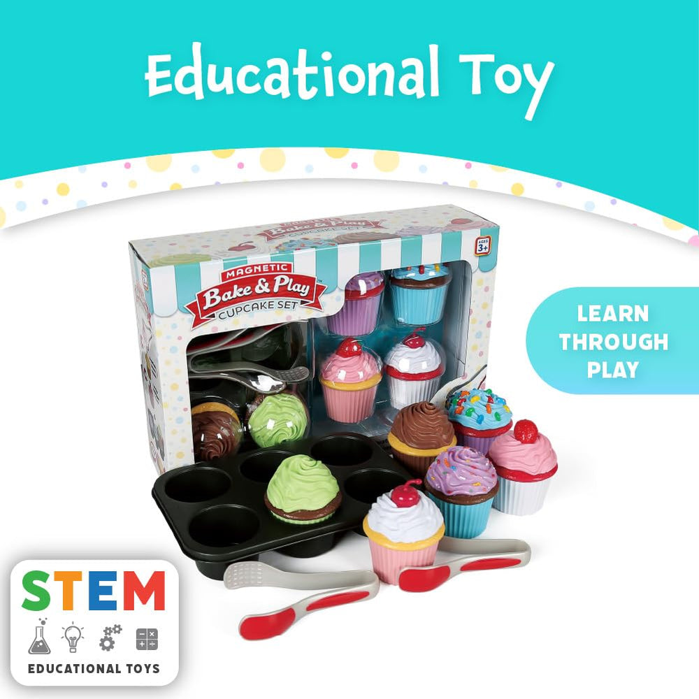 Popular Playthings Magnetic Bake Cupcakes sturdy pieces encourage hands-on play and creative storytelling.