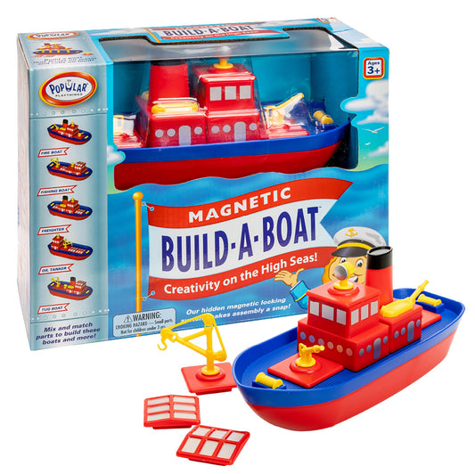 Popular Playthings Build-a-Boat parts, oversized magnets simplify assembly and water play.