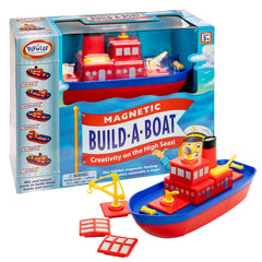 Popular Playthings Build-a-Boat parts, oversized magnets simplify assembly and water play.