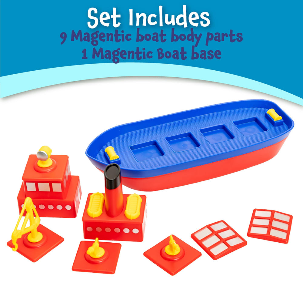 Popular Playthings Build-a-Boat floats in water for bath-time fun and exploration.