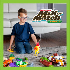 Popular Playthings magnetic dinosaurs mix and match for creative scenes.