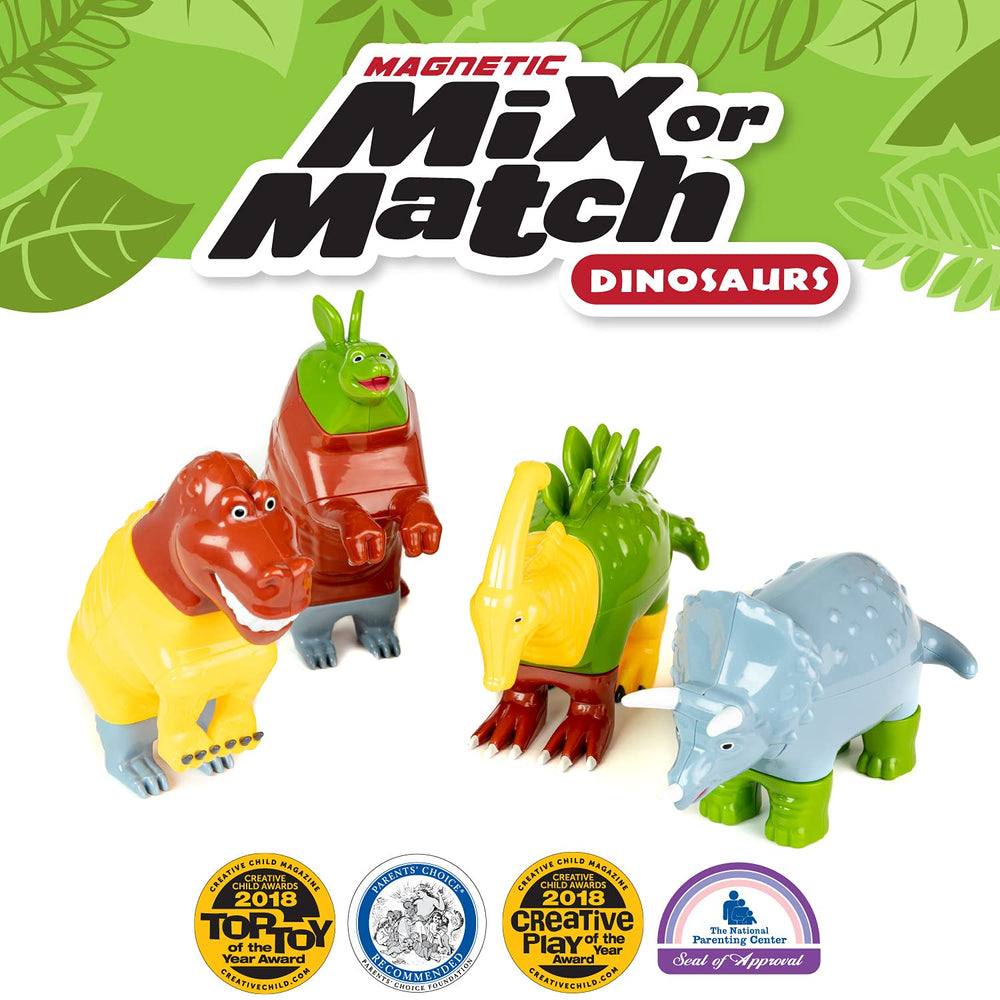 Popular Playthings Magnetic Dinosaurs puzzle pieces foster creativity and hand-eye coordination for little hands.