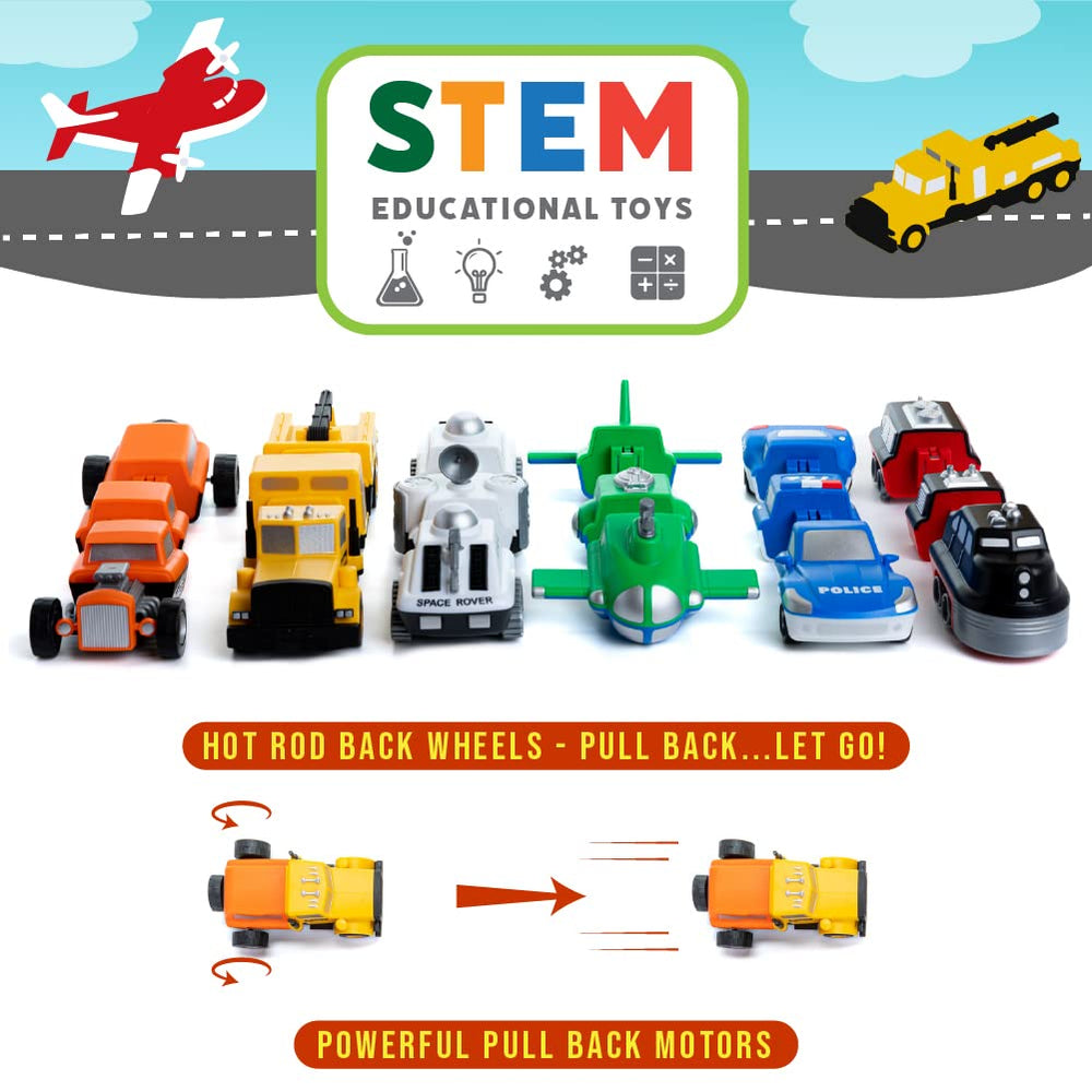 Popular Playthings Magnetic Vehicles 21-piece set invites endless mix-and-match play.