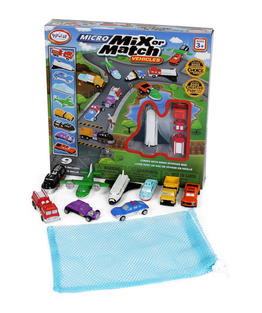 Popular Playthings Magnetic Vehicles mix-and-match collection invites imaginative city building.