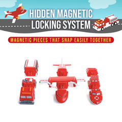 Popular Playthings nine-piece set enables dozens of vehicle combinations.
