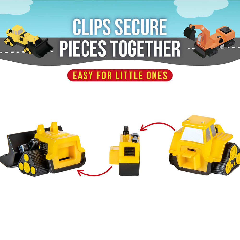 Popular Playthings magnetic vehicles steam roller supports fine motor skills during construction play.