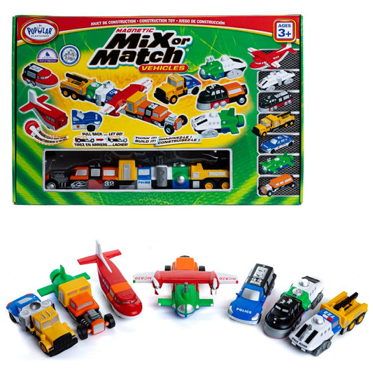Popular Playthings Magnetic Vehicles submarine image shows colorful connected pieces for imaginative play.