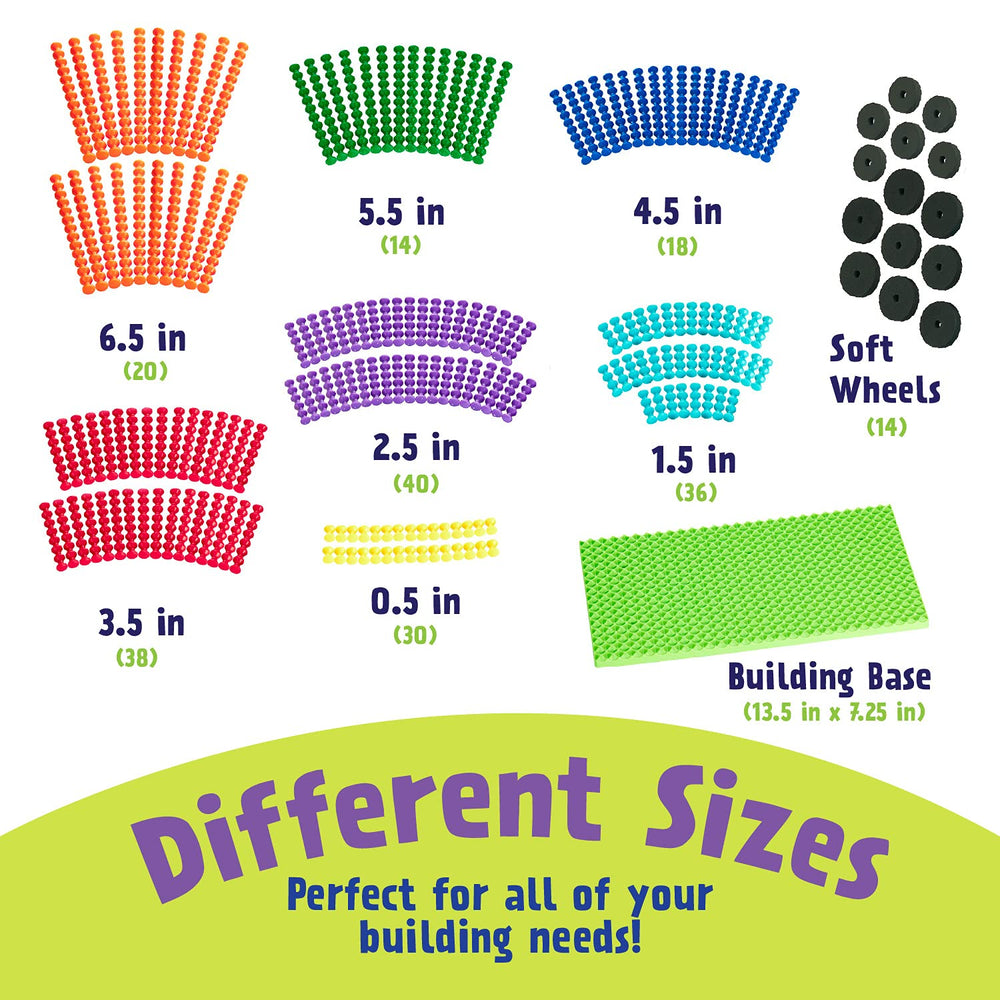 Popular Playthings Playstix building base provides a sturdy foundation for builds.