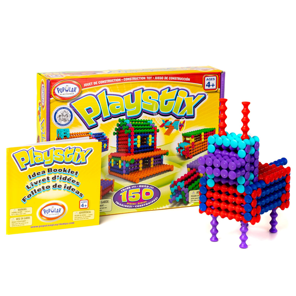 POPULAR PLAYTHINGS Playstix 150 piece set spread for classroom activity.