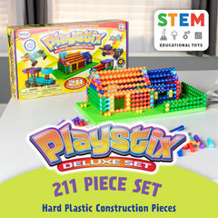 Popular Playthings Playstix large wheels for bigger, stable creations.