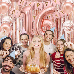 PopularLdo rose-gold number 16 balloon highlights milestone