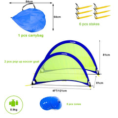 Ground stakes with elastic rope secure Porayhut goals on multiple surfaces.