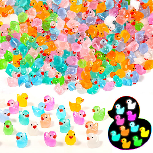 POSOUL glow-dark mini ducks in a colorful set for fairy gardens