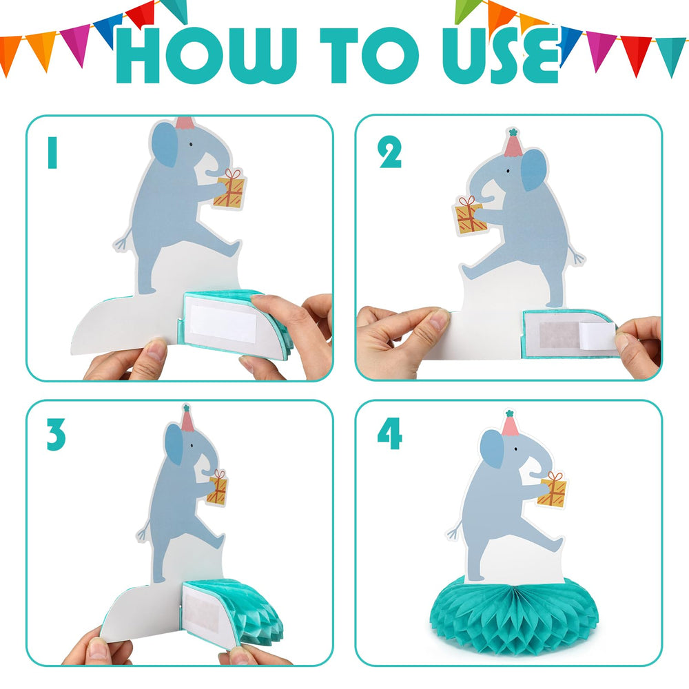Potchen animal parade accents simplify quick party setup.