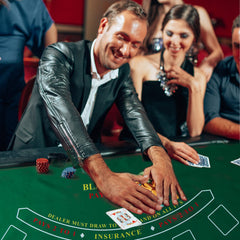 Two red and blue poker decks included for immediate dealing