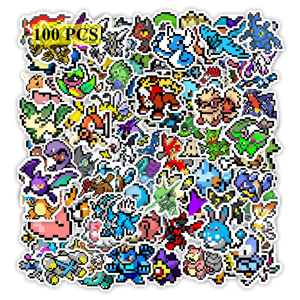 Pounchi retro video game stickers pack on a laptop for personalized style and durability.