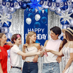 Pounira silver foil fringe backdrop adds shine to party backdrops.