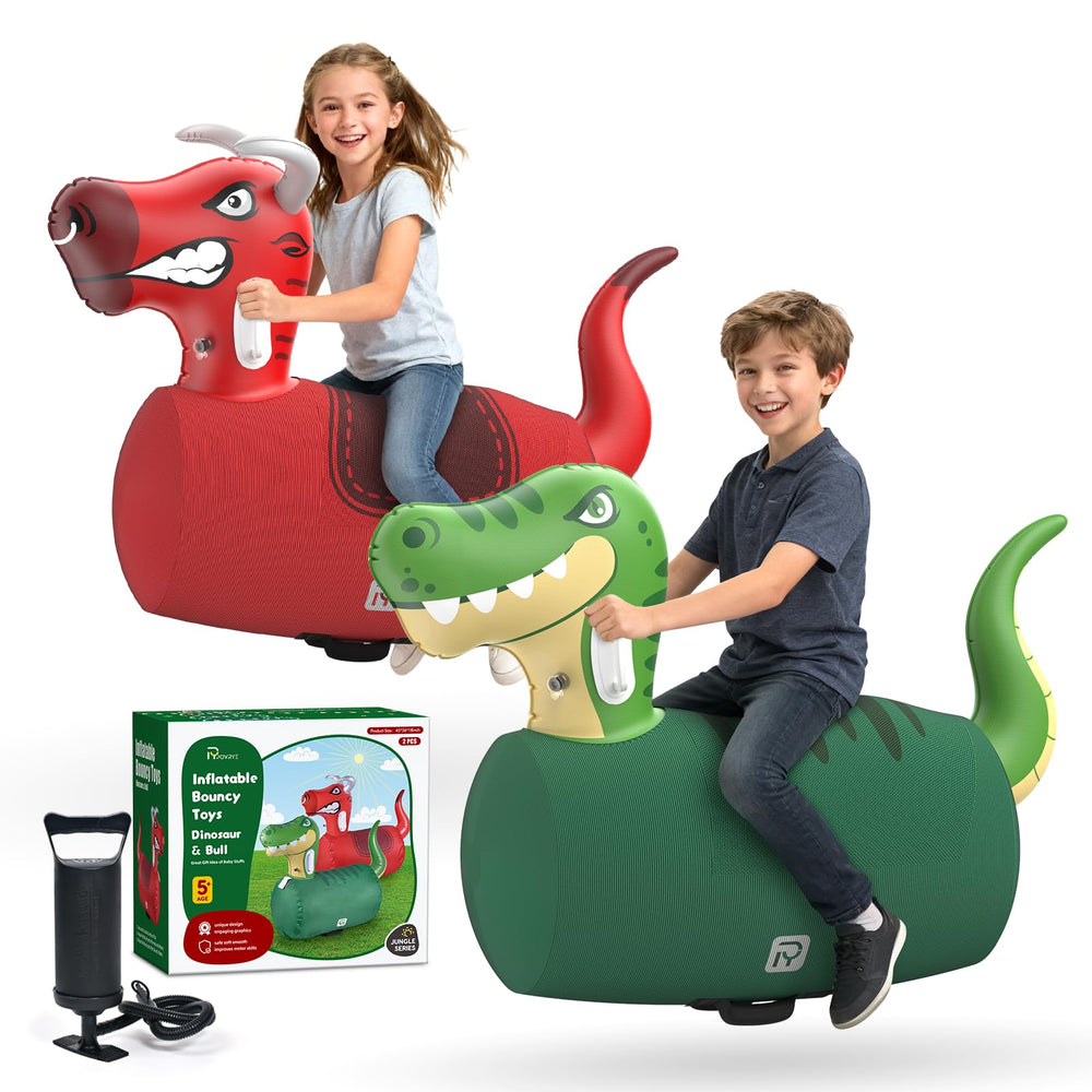POVRYE dinosaur ride-on toy in action promotes balance and active play.
