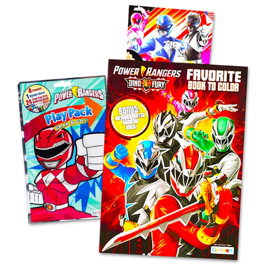 Power Rangers Coloring Book Super Set front cover with bold hero imagery for kids' creativity.