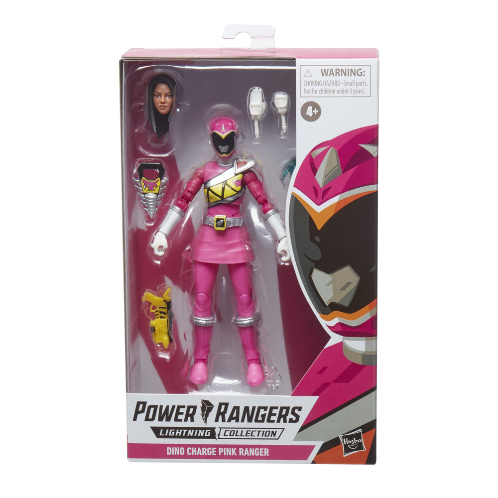 Power Rangers Dino Charge Pink Ranger helmet head included for alternate display.