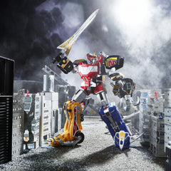 Power Rangers Dino Megazord tank mode showcases a rugged profile for dynamic posing.